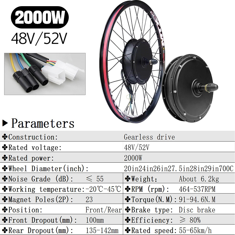 5000W E-Bike Conversion Kit 72 - Gearless Hub Motor Conversion Kit 2000W With Display review and price
