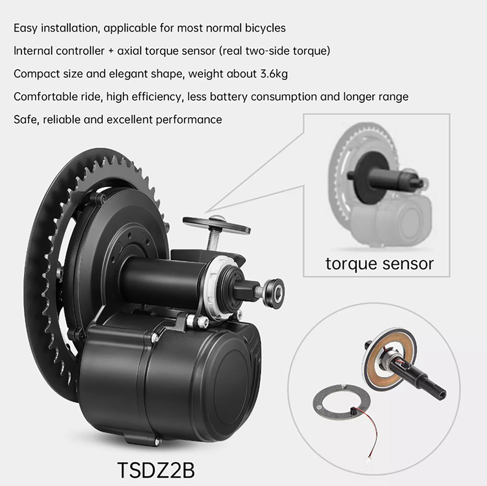 Tongsheng TSDZ2B BB 120mm 100m - High Torque Brushless Mid Motor Kit review and price