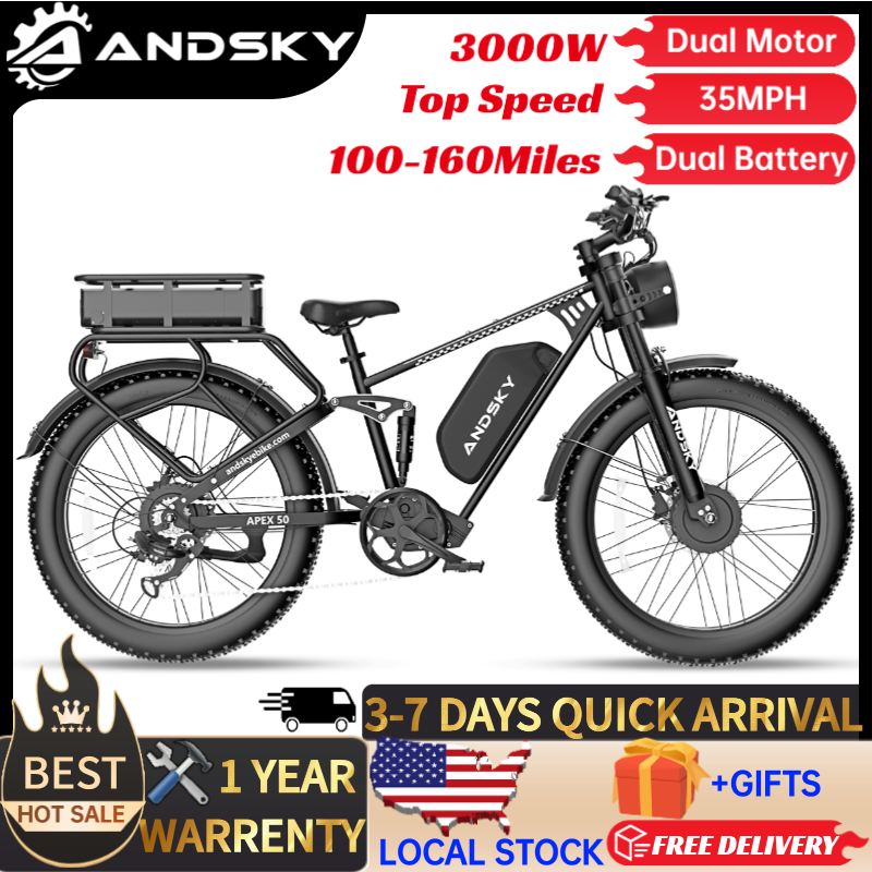 ANDSKY Apex50 AWD Electric Bik - 48V 1500W Rear Hub Motor With Battery review and price